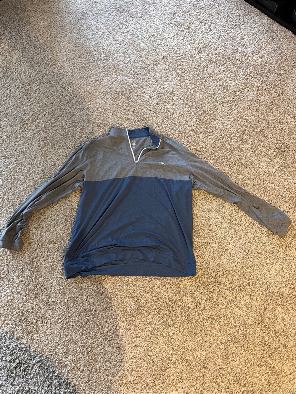 Men’s Rhoback Two-Tone Quarter Zip Pullover - Blue and Gray